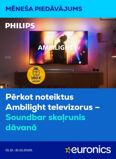 Pērc Philips televizoru, saņem Soundbar dāvanā